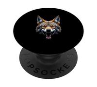 Tête de Coyote en colère - Animal Sauvage Rugissant - Art du désert PopSockets PopGrip Adhésif