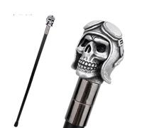 Tête de Crâne avec Rose Cane Marche Résine Métal - Bâton Orné Gentleman Britannique Luxe pour Hommes Femmes Anciens, Cosplay(SZ-09)