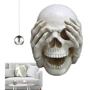 Tête de crâne humain réaliste - Décoration de table avec tête de crâne fausse, réplique de squelette en résine pour Halloween | Ornement de crâne d'horreur, centre de table effrayant, décoration