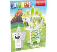 Tête de cube. Dinosaure de type dino. Le stégosaure. Assembler et colorier