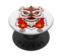Tête de Danse de Lion - Nouvel an Chinois - Année du Tigre PopSockets PopGrip Adhésif