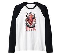 Tête de démon à Cornes - Hellfire Occulte Dark Fantasy Manche Raglan