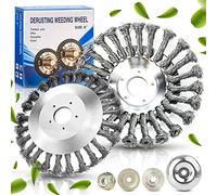 Tête de désherbage Fil d'acier, Brosse à Désherber Ronde, Tête Brosse Désherbage avec 4 Accessoires, pour Les Jardins, Les pelouses, Les espaces Verts et la Tonte Pastorale (6 inch)