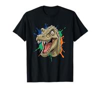 Tête de Dinosaure Rugissant T Rex Color Splash T-Shirt