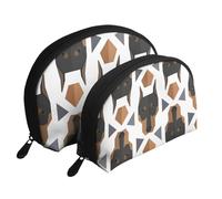 Tête de Doberman à Motif Polygonal, Trousse de Maquillage Coquille Femme Petit Porte-Monnaie Trousse de Toilette Trousse à cosmétiques 2 pièces