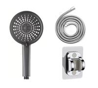 Tête de douche à grand panneau de 12,5 cm, haute pression, à économie d'eau, 5 modes réglables, avec outils de douche portables, kit gris