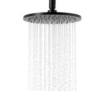 Tete De Douche Inox, Pommeau De Douche À Effet Pluie, 8 Pouce/20cm, Rotatif 360°, Fixes, Facile À Installer Et À Nettoyer, Pour Salle De Bain. (Rond, Noir)