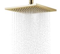 Tete De Douche Inox, Pommeau De Douche À Effet Pluie, 8 Pouce/20cm, Rotatif 360°, Fixes, Facile À Installer Et À Nettoyer, Pour Salle De Bain. (Carré, Or brossé)