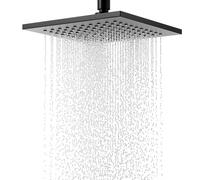Tete De Douche Inox, Pommeau De Douche À Effet Pluie, 8 Pouce/20cm, Rotatif 360°, Fixes, Facile À Installer Et À Nettoyer, Pour Salle De Bain. (Carré, Noir)