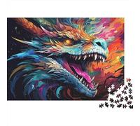 Tête de Dragon Colorée Puzzle 1000 Pièces Puzzle pour Adultes Art Abstrait Détente Décoration 52x38cm/1000pcs