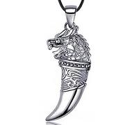 Tête de Dragon en argent Sterling 925 Wolf dent pendentif Collier 22 pouces copain cadeau