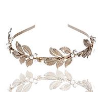 -tête de feuille, tête de déesse grecque feuille de cheveux de mariée couronne de cheveux de mariage or