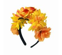 Tête de fleur avec fleur mexicaine couronne coiffe Halloween rose fleur cerceau de cheveux mariée coiffe nécromance costume accessoires cosplay fantaisie décoration coiffe