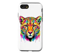 Tête de Guépard Colorée aux Teintes Vives Design Artistique Coque pour iPhone SE (2020) / 7/8