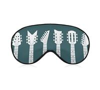 Tête de guitare blanche masque de sommeil musique rock bandeau pour dormir couvre-masque pour les yeux occultant élastique pour une nuit complète de voyage et de sieste
