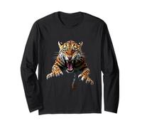 Tête de Jaguar en colère Rugissant Animal Sauvage Jungle Art Manche Longue