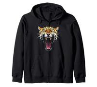 Tête de Jaguar en colère Rugissant Animal Sauvage Jungle Art Sweat à Capuche