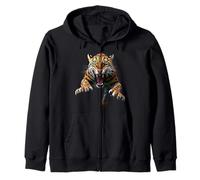 Tête de Jaguar en colère Rugissant Animal Sauvage Jungle Art Sweat à Capuche
