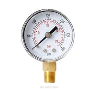 Tête de jauge de pression sismique 40mm Face Pressure Gauge 1/8" BSPT Bottom Mount 15,30,60.100,160 200, 300 & Bar for Air Gas Water Liquid N16 20(Blue)
