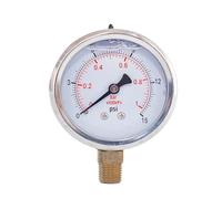 Tête de jauge de pression sismique Glycerine Filled Compound Pressure Gauge 2 Inch Dia 1/4 Lower Mount -30 InHg-30,30, 60,100,160, 200,300,600 Psi & Bar(0-30 psi 0-2 bar)