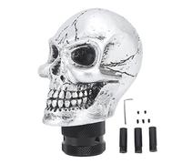 Tête de levier de vitesse en résine pour la plupart des véhicules à transmission manuelle, poignée de levier de vitesse squelette de style punk avec plusieurs adaptateurs (Argent)