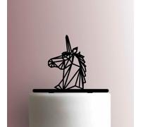 Tête de licorne géométrique - Décoration de gâteau en acrylique 12,7 cm de large/noir