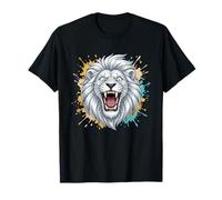 Tête de Lion Blanche rugissante Fantasy Wild King Power T-Shirt