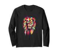 Tête de Lion colorée - Roi des bêtes - Tête de Lion Manche Longue