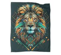 Tête de Lion Édredon | Forme géométrique Couverture De Canapé | Housse De Voyage Douce Et Confortable,50x60inch(127x152cm)