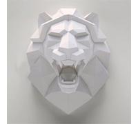 Tête de lion en papier 3D - Sculpture d'animal - Sculpture de lion - Loisirs créatifs - Papier géométrique - Origami - Décoration de salon - 1 pièce