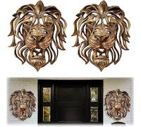 Tête de Lion en Résine Murale Art Sculpture 3D Tête de Lion Tenture Murale Décoration Murale Tête d'Animal Décoration Murale Ferme for Salon, Chambre, Porte ( Color : 2pcs , Size : 30*25*10cm )