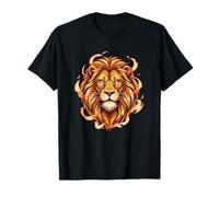 Tête de Lion Flamme Aura Féroce Jungle King Leo Power T-Shirt