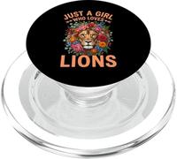 Tête de Lion Florale Just A Girl Who Loves Lions PopSockets PopGrip pour MagSafe