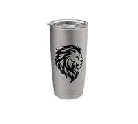 Tête de lion majestueux style tribal Gobelet isotherme en acier inoxydable double paroi