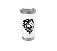 Tête de lion majestueux style tribal Gobelet isotherme en acier inoxydable double paroi