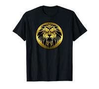 Tête de lion rugissant Tête de lion dorée Roi majestueux T-Shirt