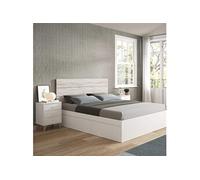 Tete de lit + 2 Tables de chevet coloris blanc artic / blanc poli - Hauteur 101 x Longueur 240 x Profondeur 33,5 cm --