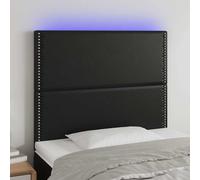 vidaXL Tête de lit à LED pour lit double Similicuir noir 180x5x118/128 cm