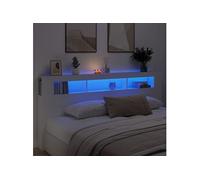 Vidaxl Tête De Lit À Led Blanc 220x18,5x103,5 Cm Bois D'ingénierie Multicolore