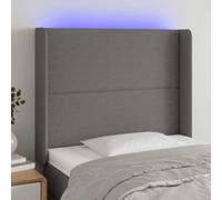 vidaXL Tête de lit à LED Gris foncé 103x16x118/128 cm Tissu