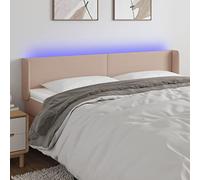 Tête de lit à LED Cappuccino en Similicuir 203x16x78-88 cm réglable avec Bandes LED découpage USB pour Chambre Moderne et Soutien Confortable