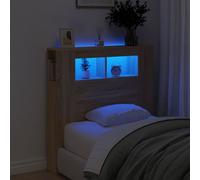 vidaXL Tête de Lit à LED, Panneau avec Rangement, Accessoire de Lit, Tête de Cadre de Lit Chambre, Chêne Sonoma 837360