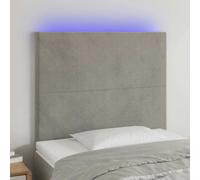 Hoofdbord LED 90x5x78/88 cm fluweel lichtgrijs3121368