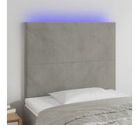 Tête de Lit à LED Gris Clair 100x5x118/128 cm Velours Meuble de Chambre vidaXL