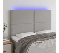 Tête de Lit à LED Gris Clair 144x5x118/128 cm Tissu Meuble de Chambre vidaXL