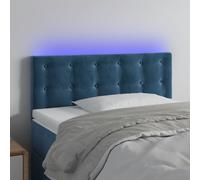 vidaXL Tête de Lit à LED Meuble de Chambre à Coucher Accessoire de Lit Double Tête de Cadre de Lit Intérieur Bleu Foncé 160x5x118/128 cm Velours