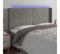 Tête de Lit à LED Gris Clair 203x16x118/128cm Velours Meuble de Chambre vidaXL