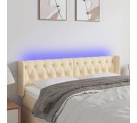 vidaXL Tête de lit LED pour lit double en tissu crème 163x16x78/88 cm