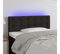 vidaXL Tête de lit à LED pour lit double Tissu Noir 180x5x78/88 cm