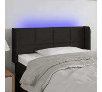 vidaXL Hoofdbord LED 103x16x118/128 cm stof zwart3124040 Noir G